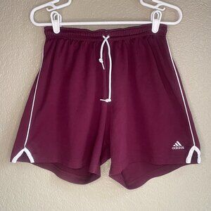 Adidas Maroon w White Strip Women's Soccer Shorts Size Medium